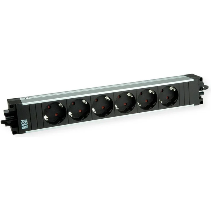 Bachmann STEP ALU 6xCEE7/3 GST18 Einbau-Tischsteckdosenleiste mit 6 Schutzkontaktsteckdosen, schwarz – Bild 1