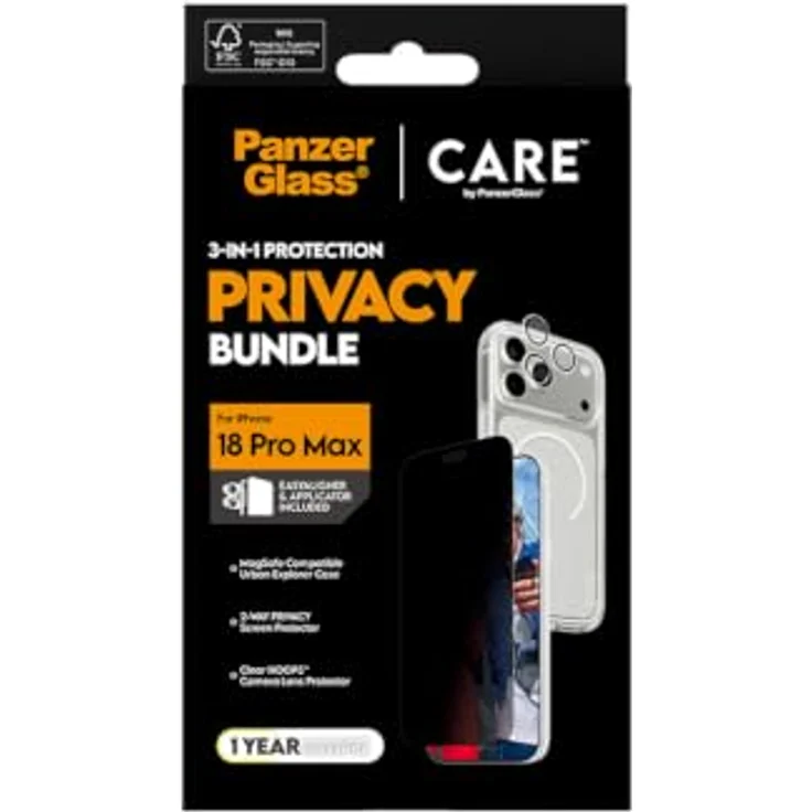 CARE by PanzerGlass Flagship 3-in-1 Bundle für Apple iPhone 18 Pro Max, Displayschutz mit Ultra-Wide Fit-Abdeckung, fall- und kratzfest, integriertem Kameralinsenschutz, EasyAligner-Installation – Bild 7