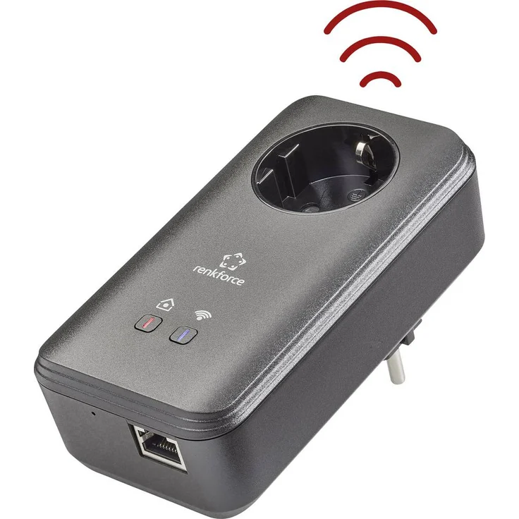 Renkforce PL600D WiFi Powerline Adapter, 500 MBit/s, LAN-Anschluss und range+ Technologie für stabiles Signal