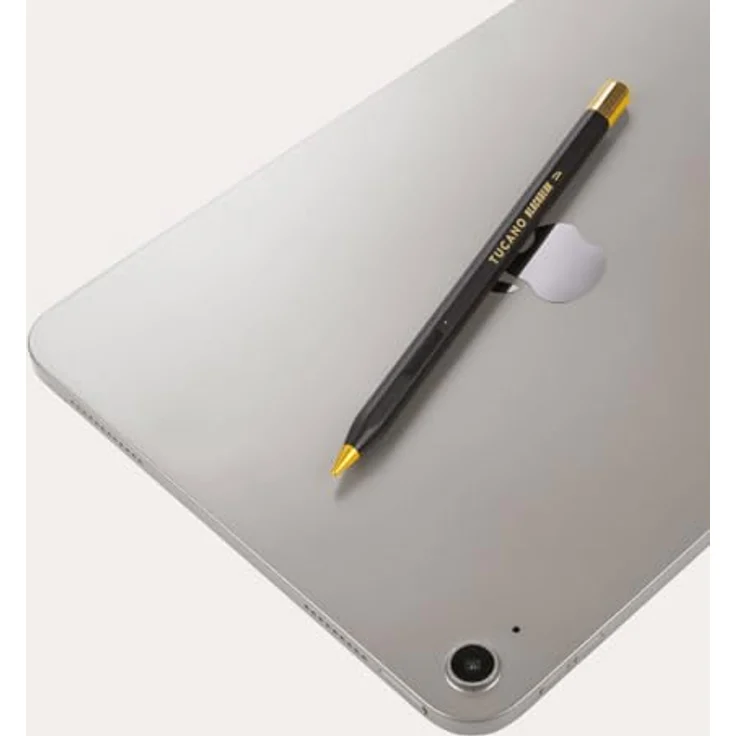 Tucano Blackbeak Pencil für iPad, Aktiver kapazitiver Stift in schwarz mit goldenen Details, Handflächen-Ablehnungstechnologie, USB-C, inkl. magnetischer Halterung und Ersatzspitzen – Bild 4