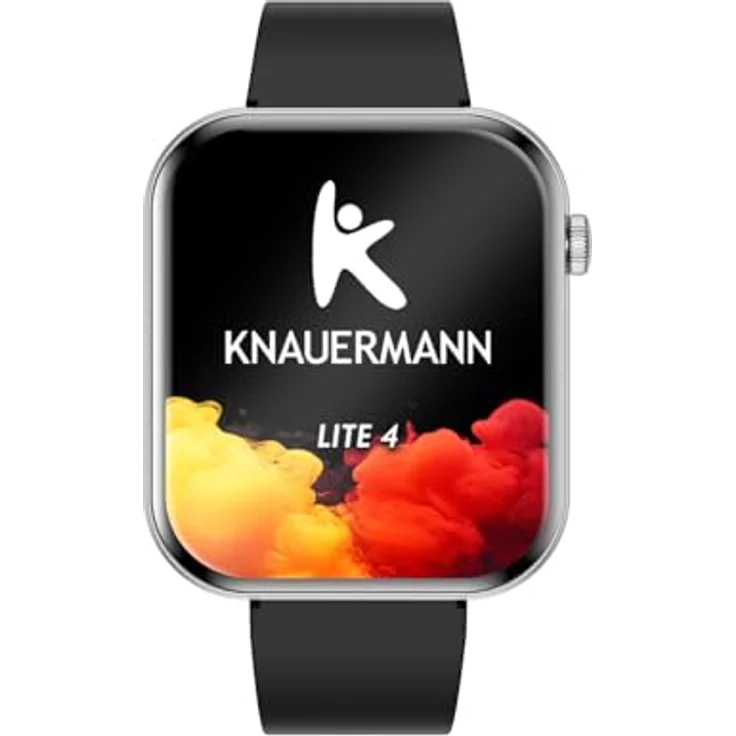 Knauermann Lite 4 eckig, Smartwatch mit umfassender Vitaldaten-Überwachung, Silber-Schwarz mit Silikonarmband – Bild 2