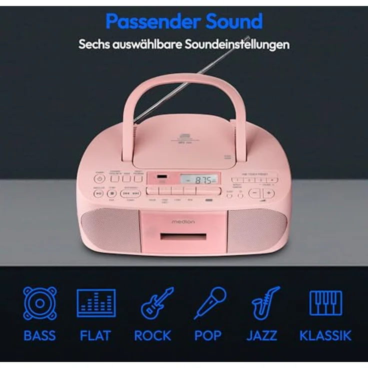 Medion® Radio (AM- / FM- Tuner, MW / UKW mit RDS, 3 W) - Tragbares Stereo-Radio in Rosa – Bild 6