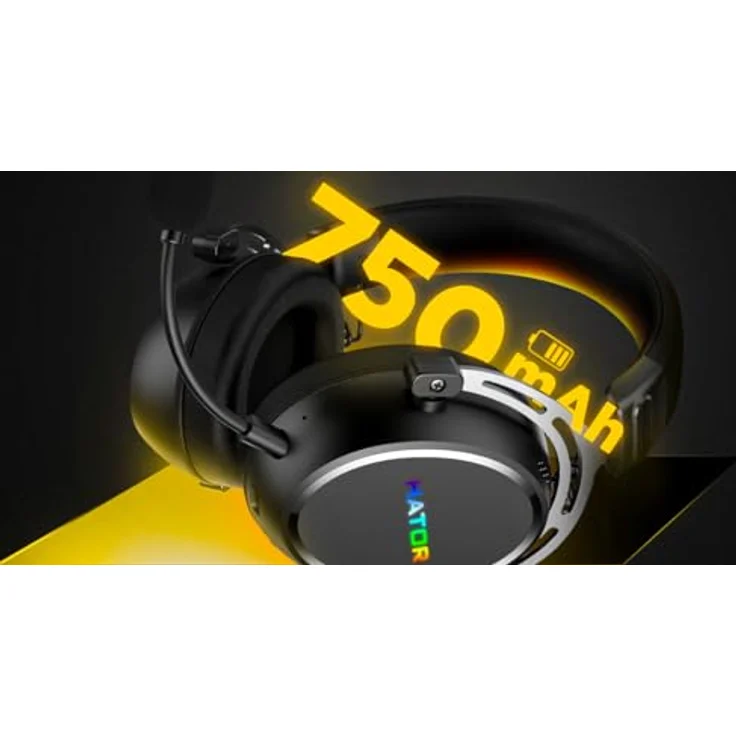HATOR Hypergang 3 Wireless Gaming-Headset, Hi-Res Audio, Hybrid ANC, 45h Akku, Spatial Audio, Bluetooth & 2.4GHz, abnehmbares Mikrofon, RGB, schwarz – Bild 4