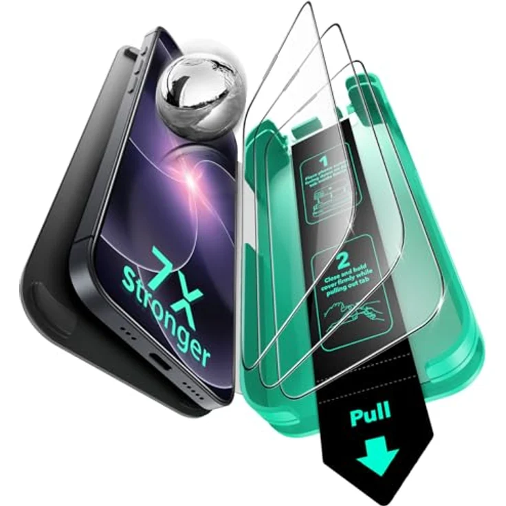ESR Armorite Panzerglas für iPhone 17e/16e/14/13/13 Pro, gehärtete Displayschutzfolie mit 3 Sekunden Schnellinstallation, militärischer Schutz und blasenfreier Befestigung, 3 Stück – Bild 1
