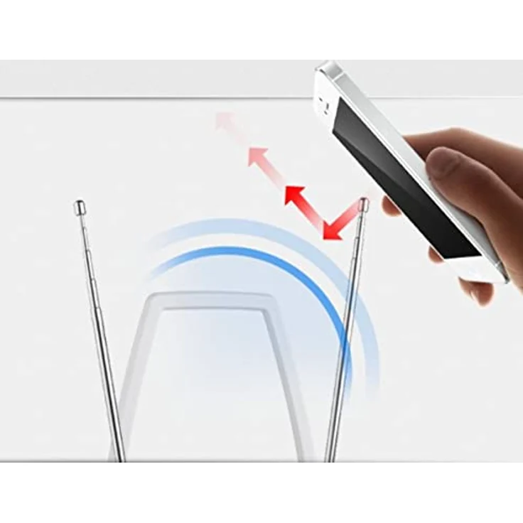 One for All for All – 3G/4G/5G-blockfilter - DVB-T2 Zimmerantenne Digital-TV in Full HD Drehbar und kippbar 0 bis 15 km Reichweite Weiss SV9360-5G, bunt – Bild 5