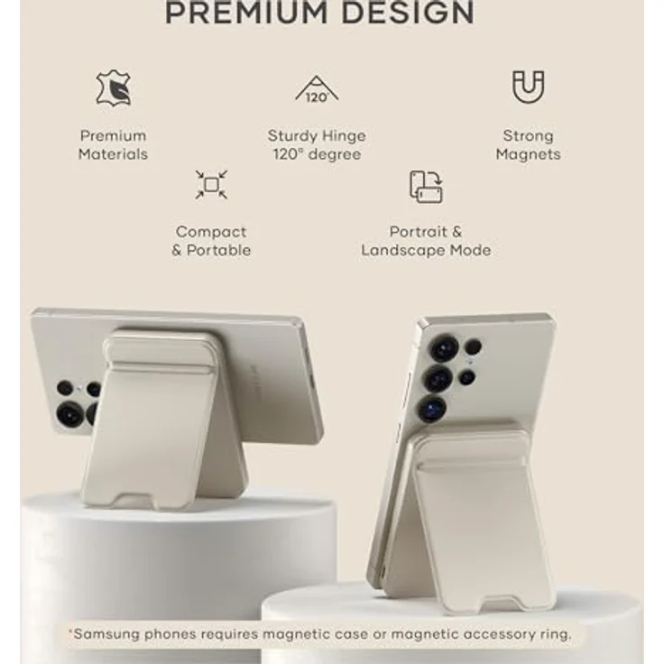 SATECHI OntheGo Powerbank Qi2 5000mAh mit Ständer – 15W Schnellladung, tragbare Batterie für iPhone & Android – Sand – Bild 5