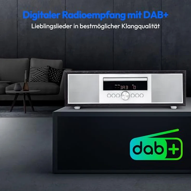 MEDION P64145 All in One Audio System (DAB+, CD, MP3, PLL UKW Radio, USB, Kompaktanlage, Elegantes Design, Weckfunktion, Sleep Einschlafautomatik) schwarz-Silber – Bild 3