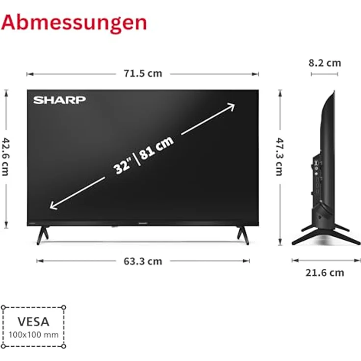 Sharp 32HE2745E, 32 Zoll Smart TV Powered by TiVo, HDR Fernseher mit HD Auflösung und Triple-Tuner, LED TV – Bild 3