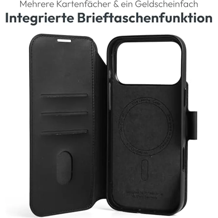VONMÄHLEN Vegan Leather Folio, 2in1 Handyhülle kompatibel mit iPhone & MagSafe, magnetisches Wallet Case aus recyceltem Material mit Kartenfach, Standfunktion & 360° Schutz – Bild 4