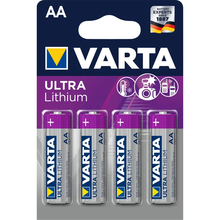 Varta Ultra Lithium AA Mignon Batterie 4er Blister, 1,5V leistungsstark und langlebig