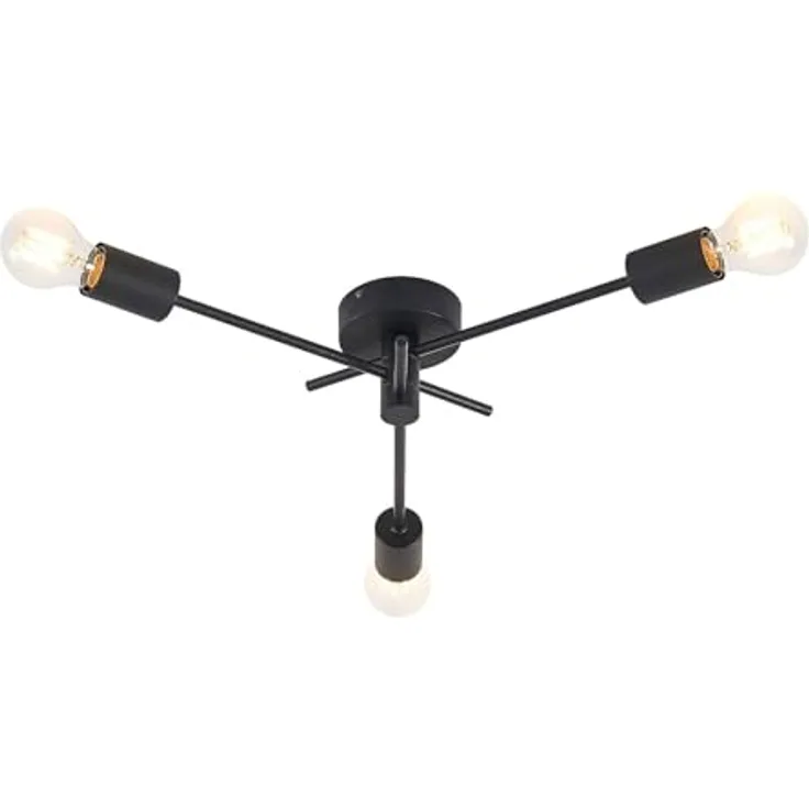 Lindby Deckenlampe Cerros (Modern) in Schwarz aus Metall (3 flammig, E27) - Wohnzimmerleuchte