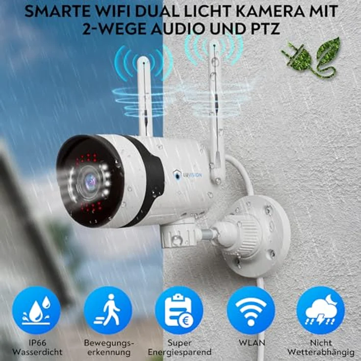 Überwachungskamera Set Aussen WLAN mit 12,5 ''Monitor 10CH Wireless NVR, 5X 5MP WiFi PTZ Kameras mit Farbe Nachtsicht, 2-Wege Audio, PC Fernanzeige, App & Mail, Alarm, Sirene – Bild 2