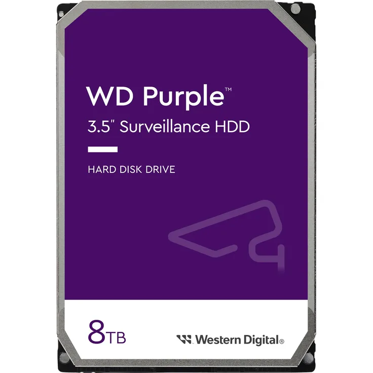 WD Purple, 8 TB 3.5" CMR Festplatte für 24/7 Videoüberwachung mit AllFrame-Technologie