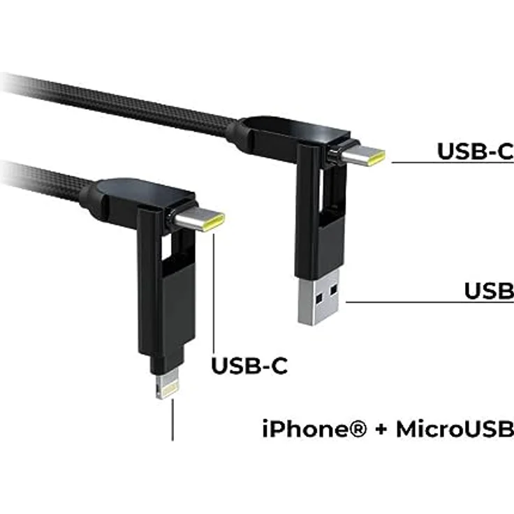 Rolling Square inCharge XL 3 m, Ladekabel, USB/Mikro-USB/Lightning, schwarz – Bild 2