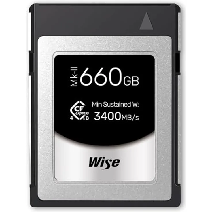Wise CFexpress 4.0 Type B PRO 660GB MK-II WI-CFX4-B660PM2, Speicherkarte mit 3700 MB/s Lesegeschwindigkeit und 3600 MB/s Schreibgeschwindigkeit