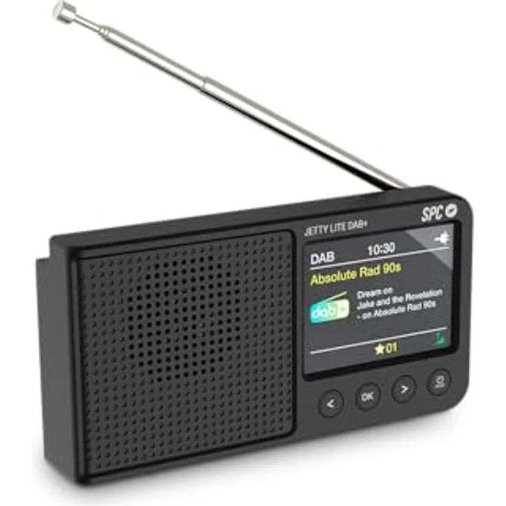 SPC Jetty Lite DAB+, Tragbares Radio mit DAB+/UKW RDS, 80 Speicherplätzen, 2,4" TFT-Farbdisplay, Bluetooth, Kopfhörerbuchse, Akku bis zu 7h, Wecker und Snooze - Schwarz – Bild 1