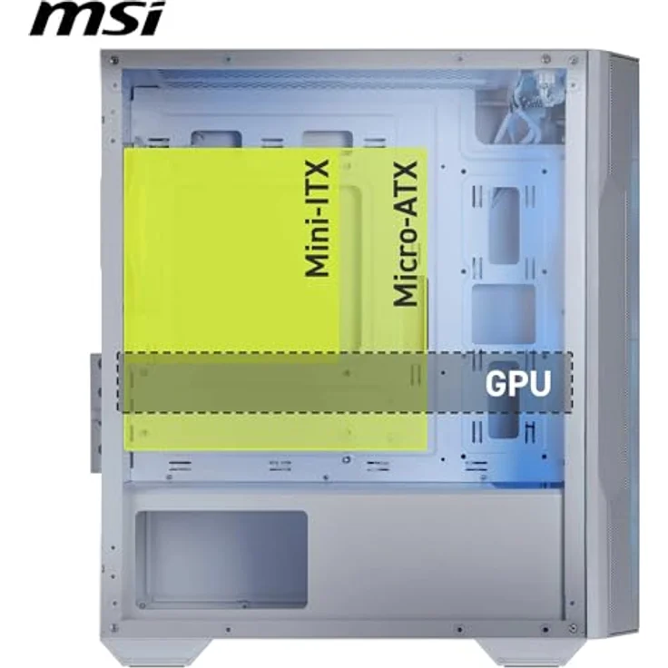 MSI MAG FORGE M100R, Micro ATX PC-Gehäuse in Weiß mit gehärtetem Glas und RGB-Beleuchtung – Bild 5