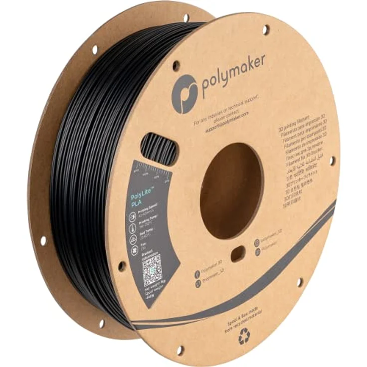 Polymaker PolyLite PLA Schwarz, 1.75mm 3D-Druckfilament mit hoher Hitzebeständigkeit bis 140°C, 1kg – Bild 1