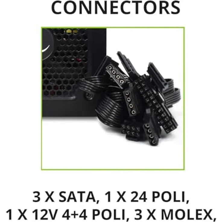 Tecnoware Free Silent Netzteil ATX 650 W Real PC Lüfter 12 cm 3 x SATA 1 x 24 polig 1 x 12 V 4 + 4 Pole, 3 x Molex, 1 x Floppy, Einzelpackung – Bild 7