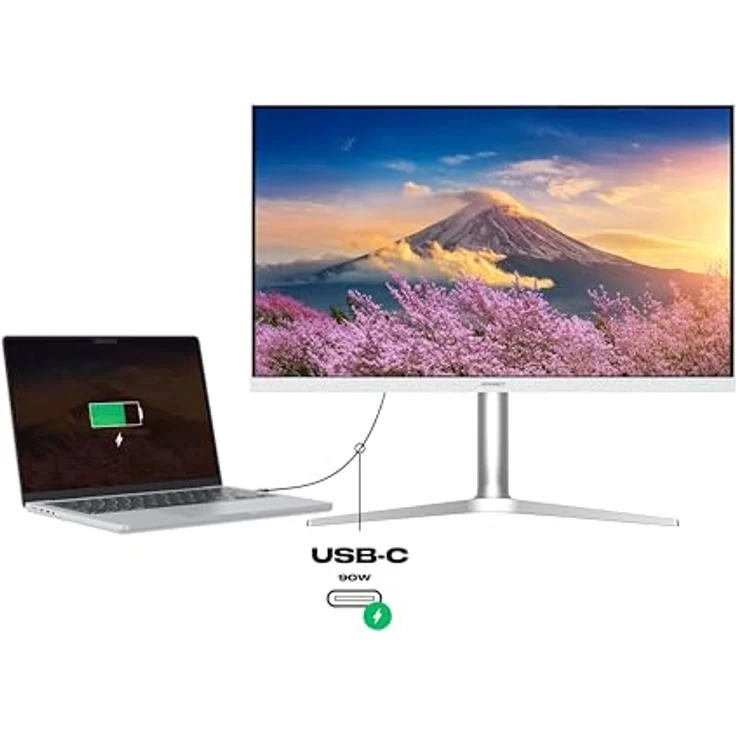 JapanNext Monitor 32" IPS 6K (6016x3384) Weiß | HDR | USB-C-Laden (90W) | Höhen- & neigungsverstellbar | Integrierte Lautsprecher | G-Sync/FreeSync | JN-IPS326K-HSPC9 – Bild 4