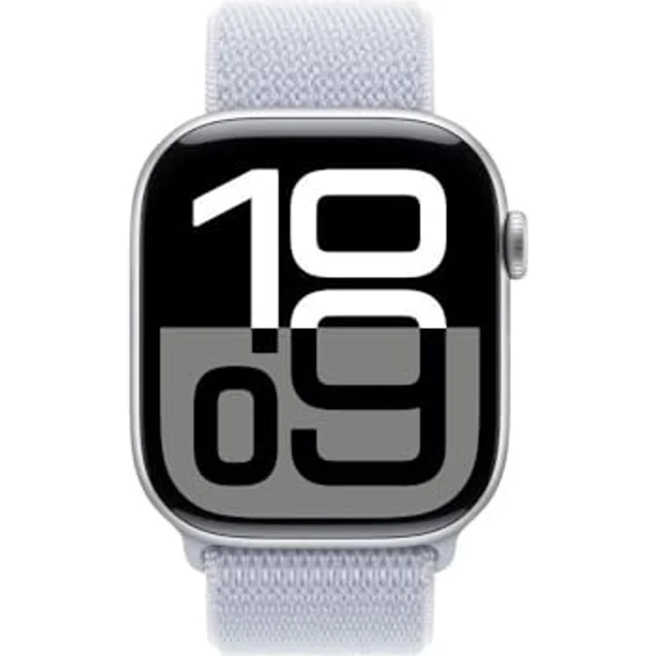 Apple Watch Series 10, 46 mm, GPS, Aluminiumgehäuse Silber, Sport Loop Blaue Wolke, One size – Bild 2