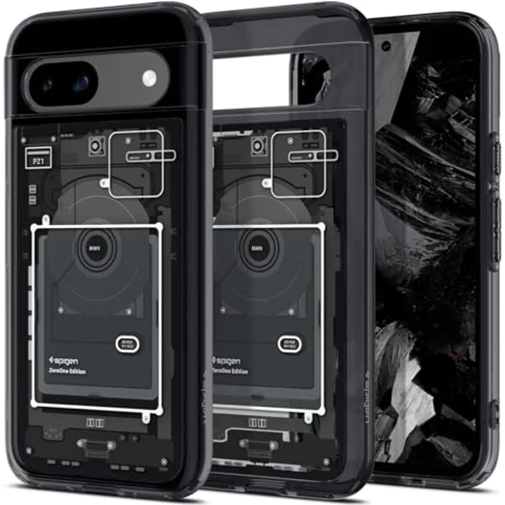 Spigen Ultra Hybrid ZeroOne Hülle für Google Pixel 8a, Schutzrand für Display und Kamera, transparent – Bild 1