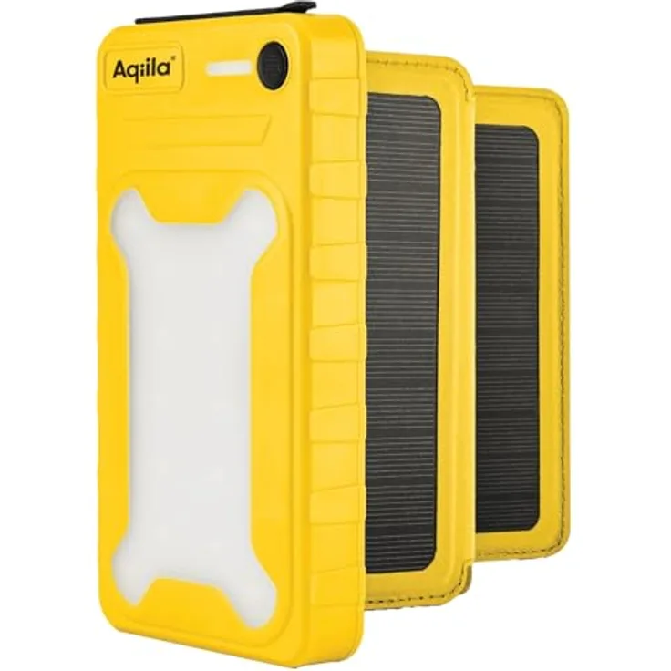 Aqiila Solar Powerbank Powerbird BS10, 20 W, 10.000mAh, USB-A, USB-C, gelb - Solar Powerbank mit 10.000mAh, 20W Power Delivery (PD) Technologie und IP54-Zertifizierung