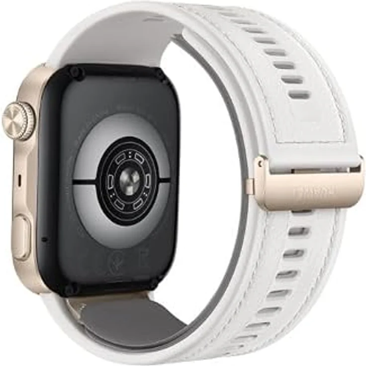 Huawei Watch D3 Gold, Smartwatch mit Schrittzähler und Herzfrequenzmessung, weißes Armband – Bild 4