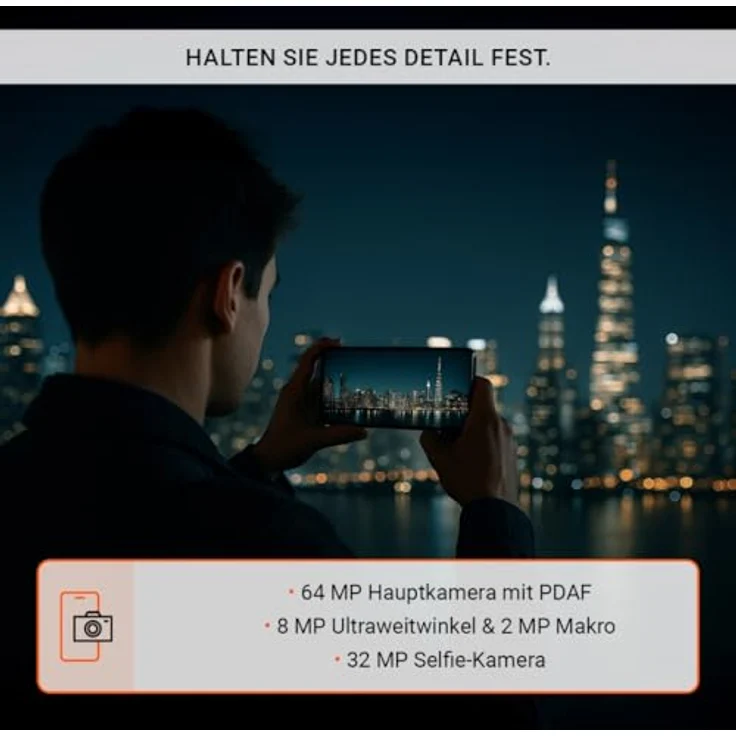 Gigaset GS6 Smartphone – 128GB + 8GB RAM, 6,67" FHD+ OLED-Display mit 120Hz, 64+8+2MP Triple-Kamera, 5.300mAh Akku, Android 15, Made in Germany, schwarz – Bild 3