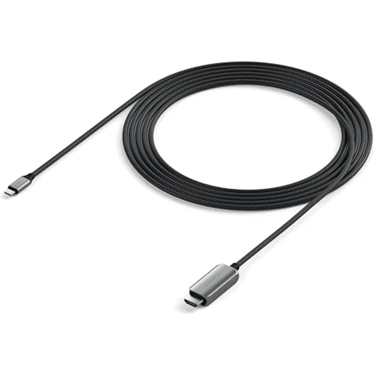 Satechi USB-C zu HDMI 2.1 8K Kabel, 2 m, mit Aluminiumgehäuse, schwarz-silber, unterstützt 8K/60Hz und 4K/120Hz