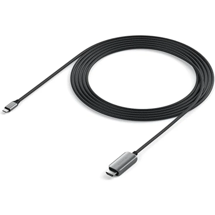 Satechi USB-C zu HDMI 2.1 8K Kabel, 2 m, mit Aluminiumgehäuse, schwarz-silber, unterstützt 8K/60Hz und 4K/120Hz – Bild 1