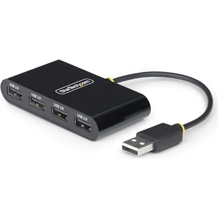 StarTech.com 4-Port USB 2.0 Hub, USB Busbetrieben, Mini USB Hub für Reisen, Multi USB Adapter/Verteiler, Mobiler USB Splitter, Schwarz