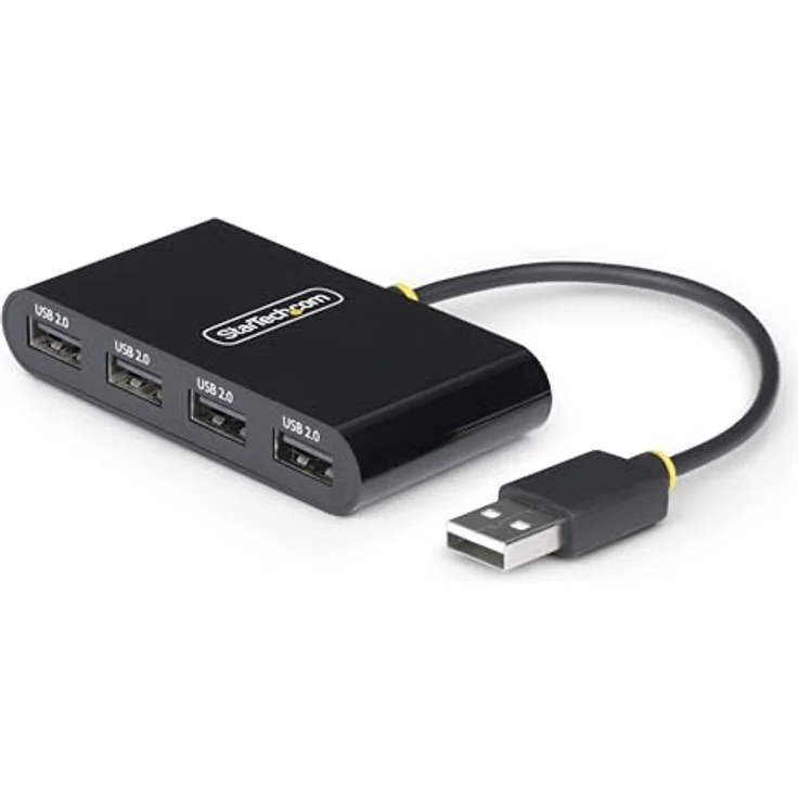StarTech.com 4-Port USB 2.0 Hub, USB Busbetrieben, Mini USB Hub für Reisen, Multi USB Adapter/Verteiler, Mobiler USB Splitter, Schwarz – Bild 1