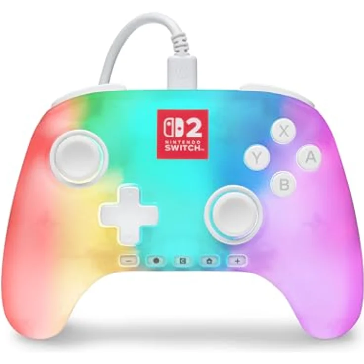 PowerA Advantage Wired Controller NSW2, Gaming Controller für Nintendo Switch 2 mit 3m Kabel, Lumectra White, LED-Hintergrundbeleuchtung – Bild 1
