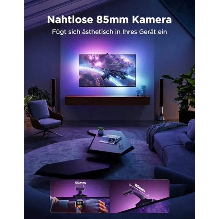 Govee TV Hintergrundbeleuchtung 3 Pro, HDR-Dreifachkamera mit 75 LEDs/m, 3,6M RGBWWIC LED Streifen, Sprach- & APP-Steuerung, DreamView Sync für 55–65 Zoll TVs – Bild 5