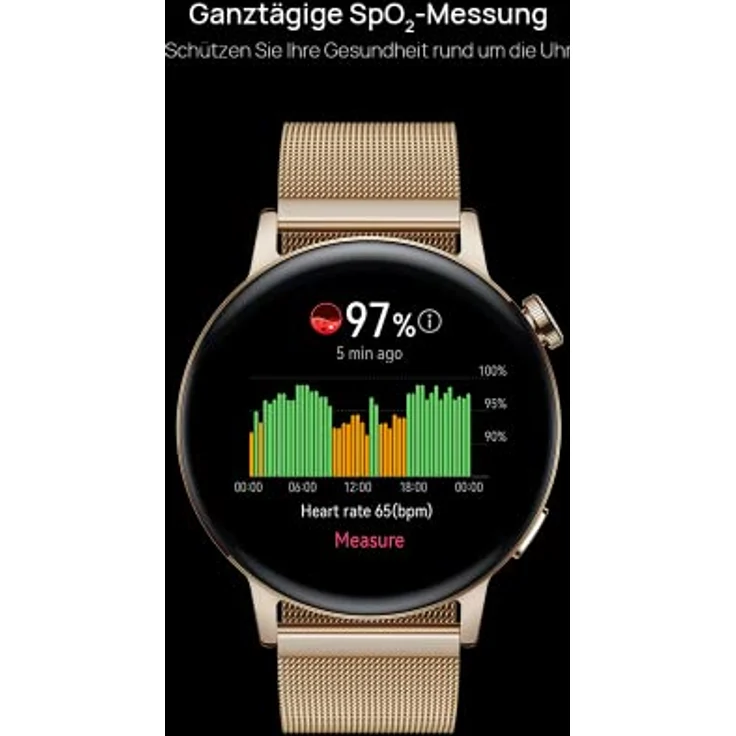 HUAWEI WATCH GT 3 46mm Smartwatch, lange Akkulaufzeit, ganztägige SpO2-Überwachung, KI-Lauftrainer, genaue Herzfrequenzüberwachung, 100+ Trainingsmodi, Deutsche Version, Brown Leather – Bild 5