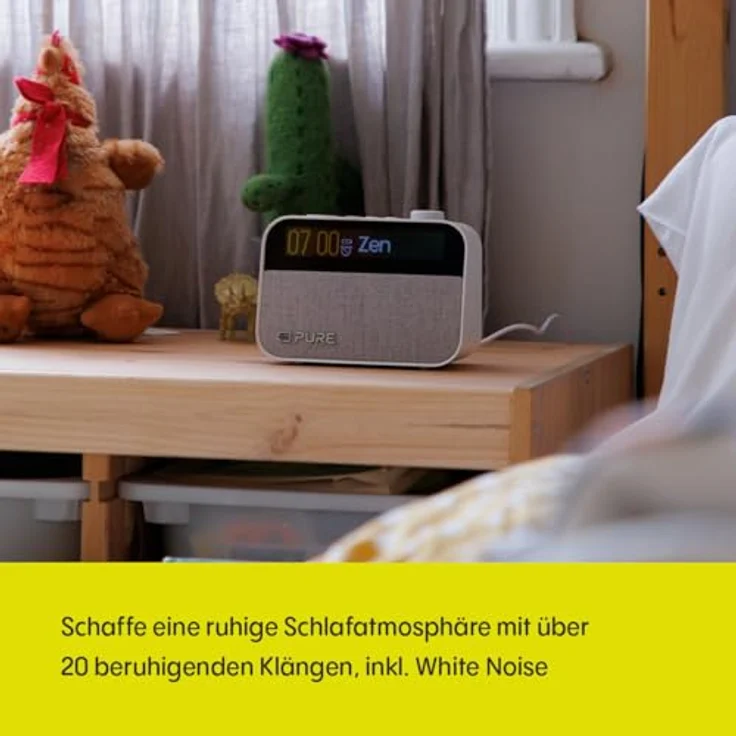 Pure Moment Charge – Radiowecker mit Wireless-Ladepad, DAB+/FM, Bluetooth, natürlichen Klängen, White Noise & Wake-up Light, Cotton Weiß – Bild 5
