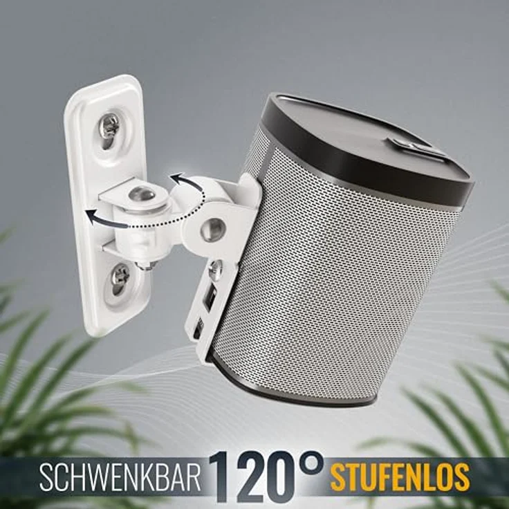 RICOO Lautsprecher Wandhalterung schwenkbar neigbar LH431W für SONOS Play 1 / Wlan Airplay Lautsprecher-Wandhalter / Halterung-Lautsprecherboxen / Multiroom Speaker Full-Motion Mount / Weiß – Bild 2