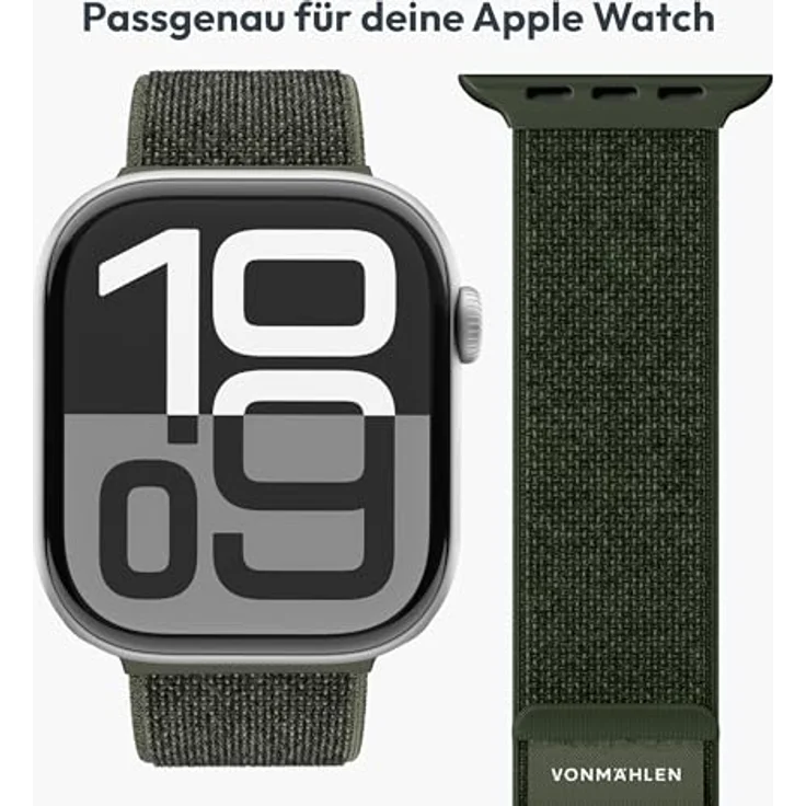 Vonmählen Fitness Loop 2, Uhrenarmband aus atmungsaktivem Nylon für Apple Watch, 44/45/46/49mm, Grün – Bild 5