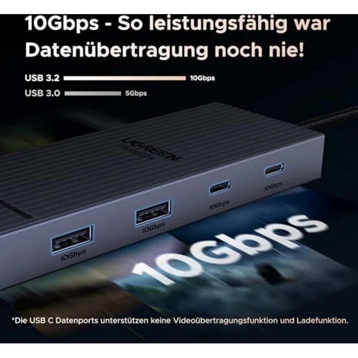 UGREEN Revodok Pro 207, 10Gbps USB C Hub mit 2x HDMI 4K@60Hz, 2x USB A 3.2 & USB C 3.2 PD 100W Docking Station für XPS 13/15, Chromebook, Surface Pro 9 – Bild 5