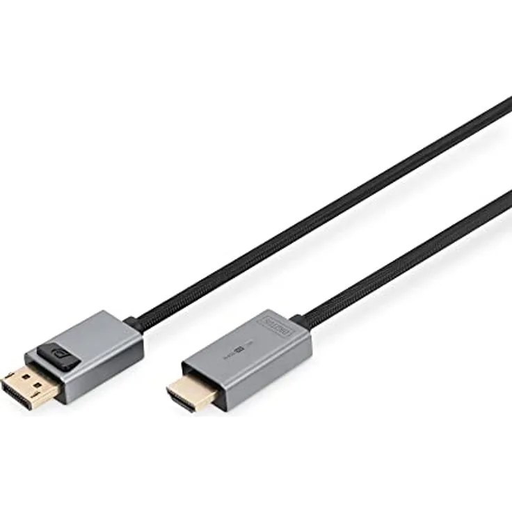 DIGITUS DP zu HDMI Kabel mit LED 4K/30HZ, 3m Aluminumgehäuse, Gold Plated, Unterstützt 4K30HZ