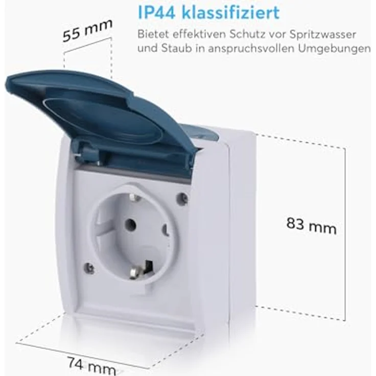 Busch-Jaeger 20 EW-53 SCHUKO® Steckdose, Klappdeckel, grau ocean®, IP 44, Thermoplast – Bild 5