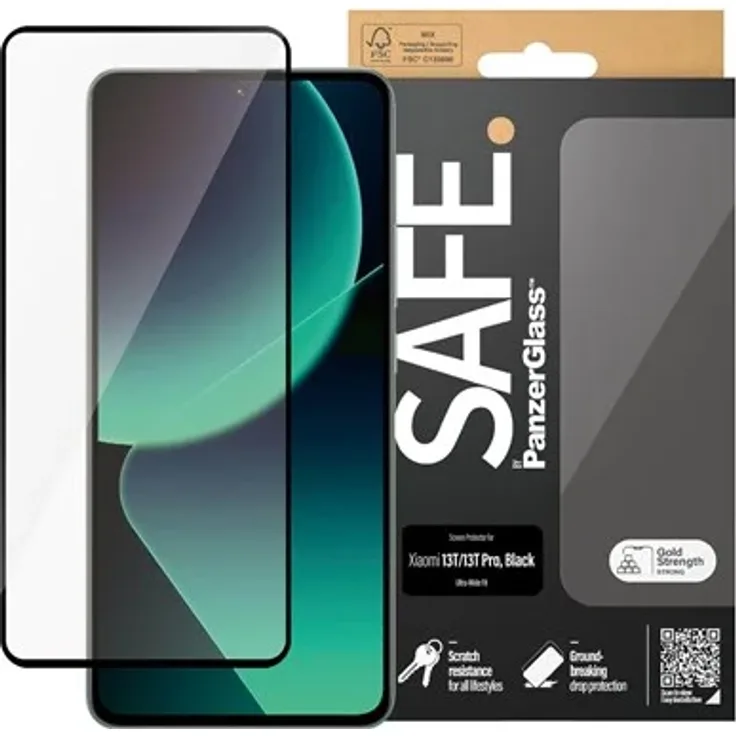 SAFE by PanzerGlass Display-Schutzfolie für Xiaomi 13T | 13T Pro, ultrabreite Passform, Glas, schwarz
