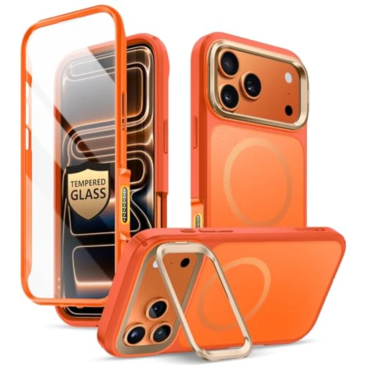 i-Blason Ares Flip Hülle für iPhone 17 Pro Max, orange, Stoßfest bis 6m, 360° Schutz, MagSafe-kompatibel – Bild 1
