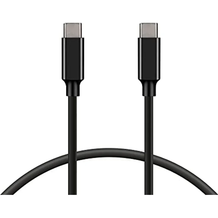 KSIX Datenkabel, 1 m mit doppeltem USB-C-Anschluss, 100 W, Schwarz – Bild 1