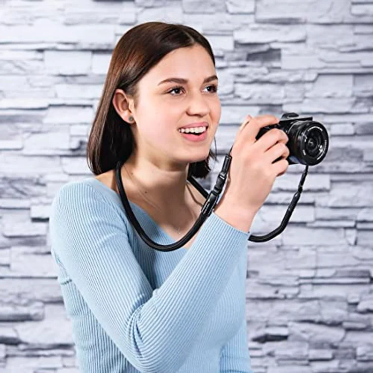 Hama Kameragurt mit Schnellverschluss (Tragegurt geflochten, Nackengurt 120 cm Länge, Nylon, Universal Schultergurt für Spiegelreflex, DSLR, Kompaktkamera und Systemkamera, Retro) schwarz – Bild 5