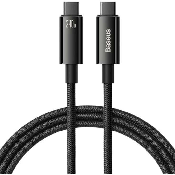 Baseus Tungsten Gold USB Type-C zu USB Type-C Kabel, 240 W, 480 Mbit/s, 3 m, Schwarz – Bild 1