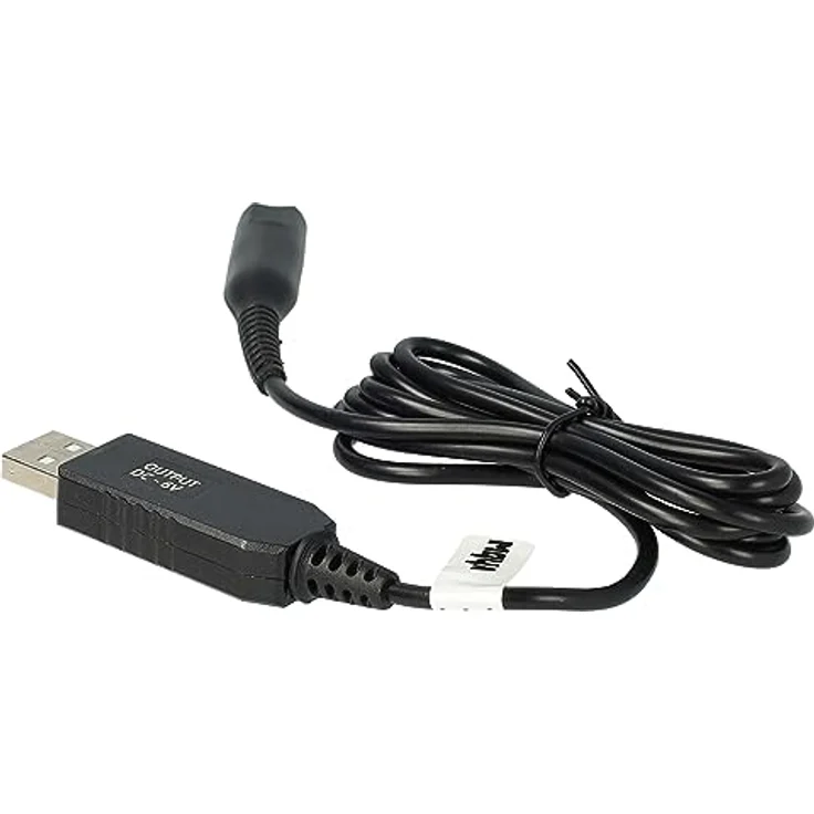 vhbw Ladekabel für Braun CruZer 6 BT5010, BT5090, BT5070, BT5050 - 13,2 cm Netzkabel mit USB-A Stecker, schwarz – Bild 8