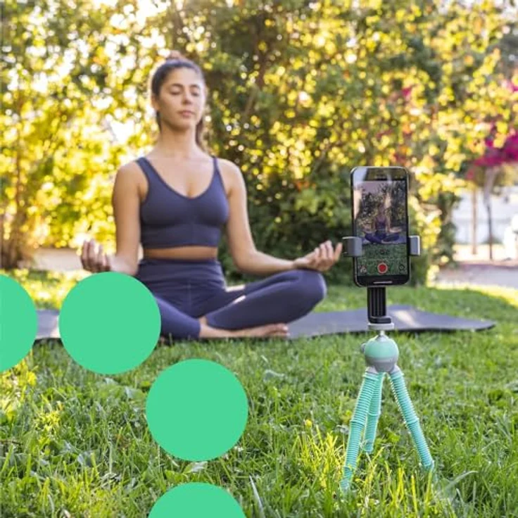 Joby Podzilla Medium Kit, flexibles Stativ mit verstellbarem Kugelkopf und GripTight 360° Smartphone-Halterung, türkis-grau – Bild 6