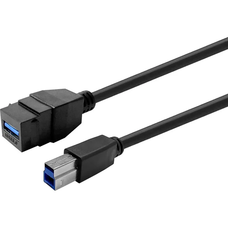 VivoLink PROKEYUSB3AFBM5B, USB 3.0 Aktives Kupferkabel, USB Typ A (W) Keystone zu USB Typ B (M), 5 m, Schwarz, extrem flexibel und langlebig